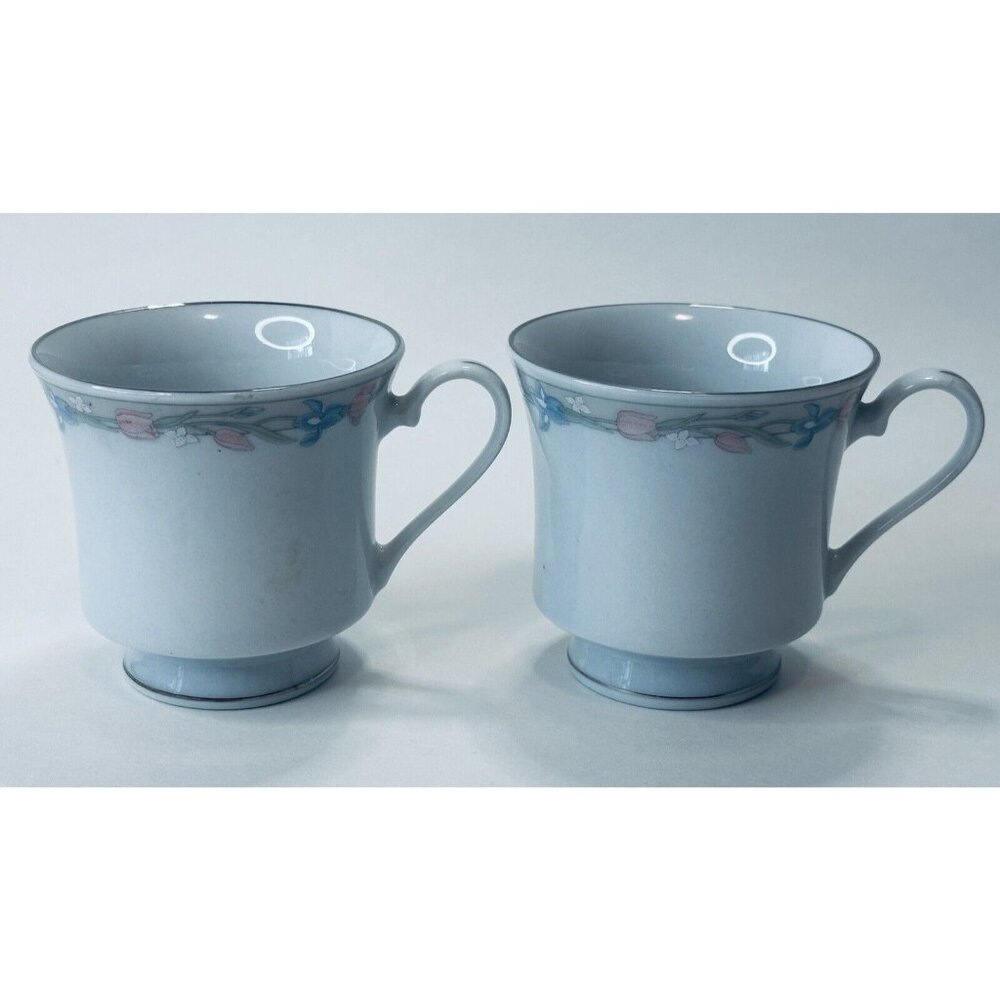 Excel, Scene I, Illusions, 2 Footed Cups, Ring Of Flowers/Rim Discontinued VTG